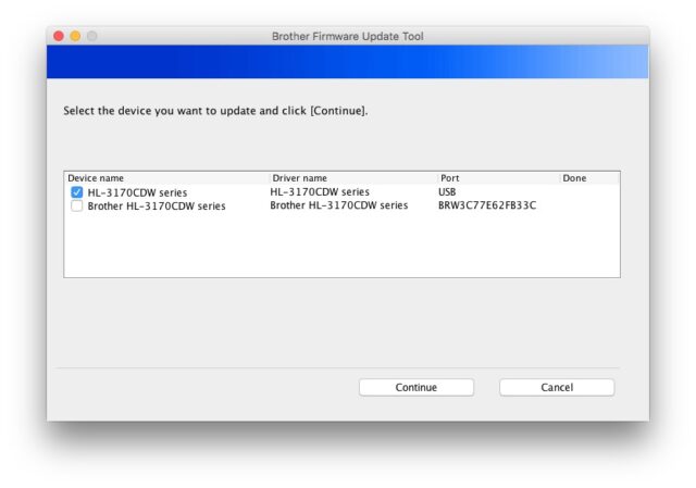 07 HL-3170 Firmware Update-Device List