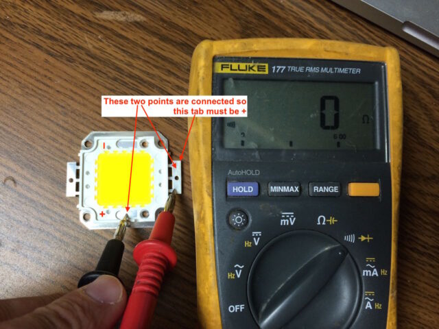 100W LED-Checking Connections-Positive Found