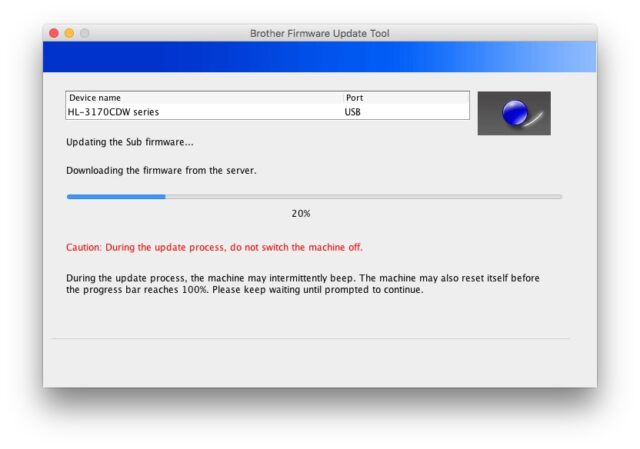 Firmware Update-20 Percent Updating Sub Firmware