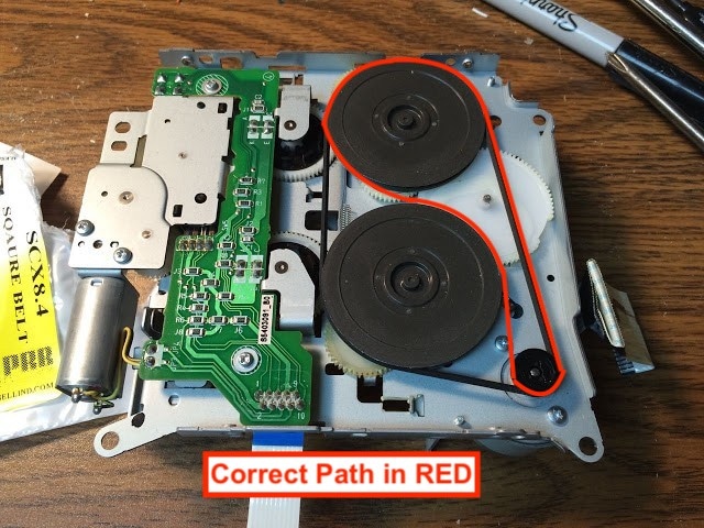 2004-2010 Toyota Sienna Cassette Player Belt Path