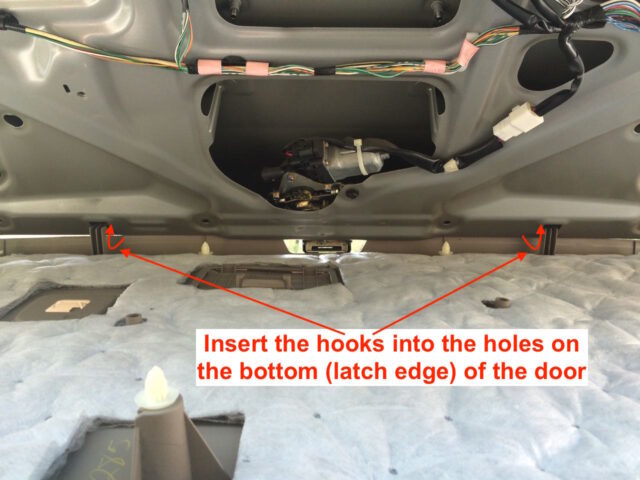 2004-2010 Toyota Sienna Liftgate Tail Light Bulb Replacement-Main Trim Board Hooks in Place