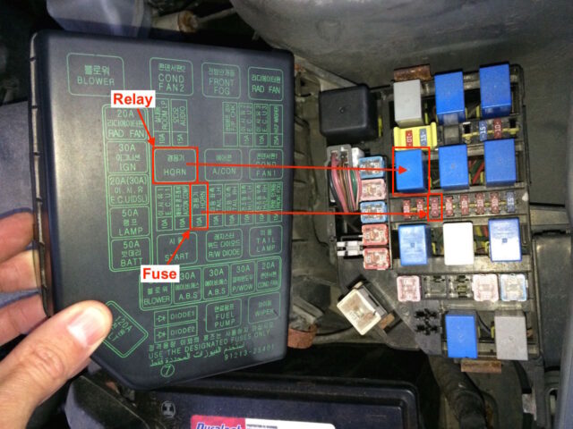 Horn fuse and relay locations