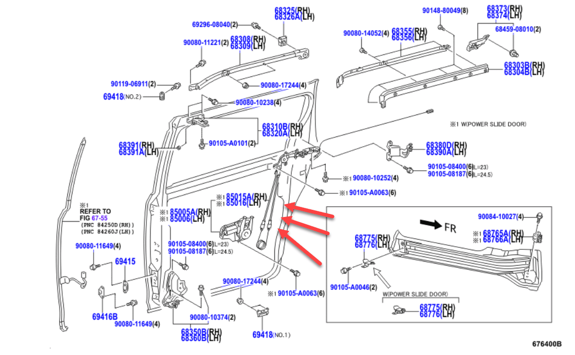 2011 Toyota Sienna Sliding Door Part Diagram