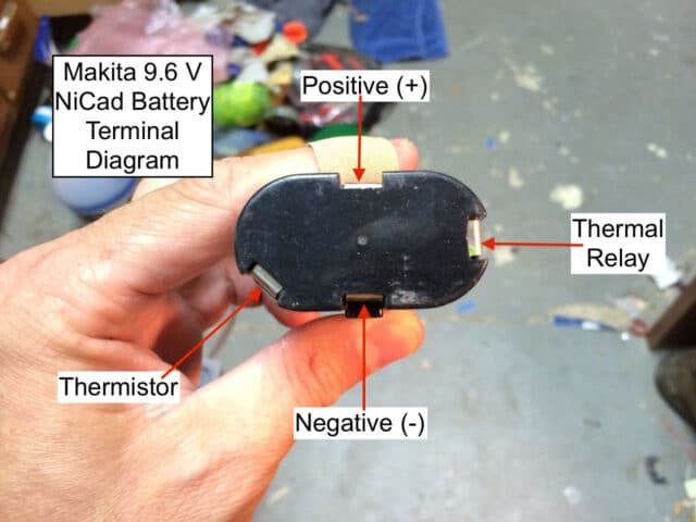 Makita 9.6V NiCad Battery Terminals Defined