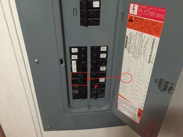 Location of the AC Condenser Circuit Breakiner