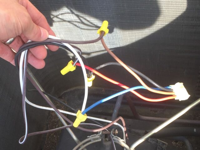 AC Condenser Wiring Connector Spliced to New Motor Wiring