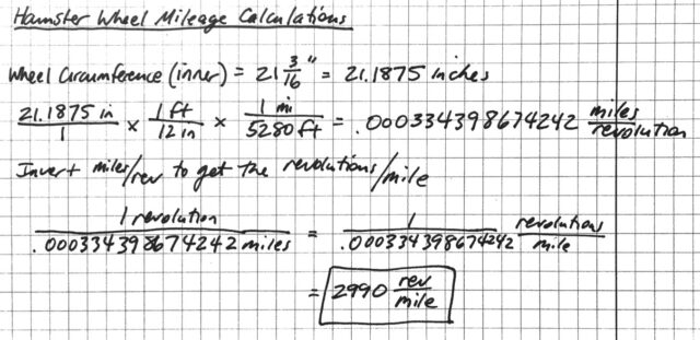 My calculations on the hamster wheel