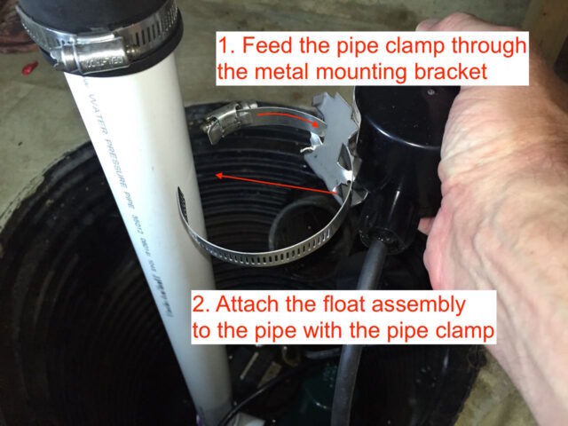 Feed the hose clamp into place and then snap on the pipe