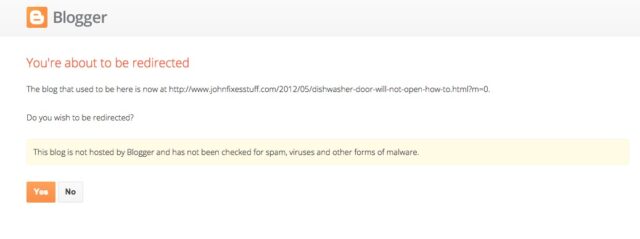Blogger Youre About to Be Redirected Warning Message