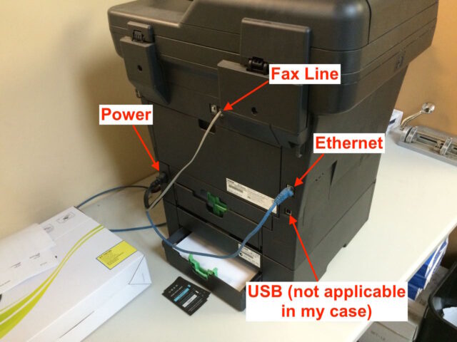 Disconnect all the cables from the back of the printer