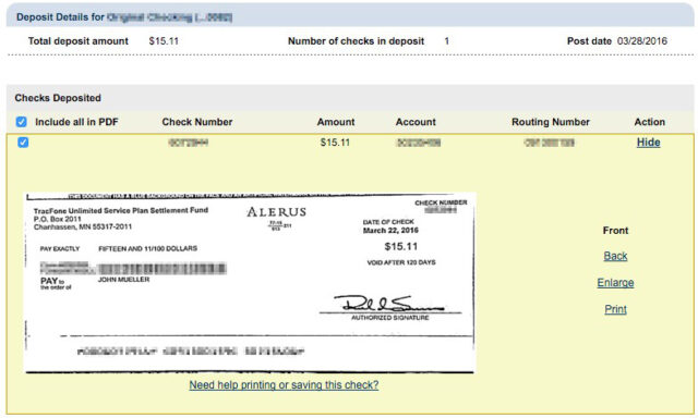 I received my StraightTalk Settlement Check and it Cleared!
