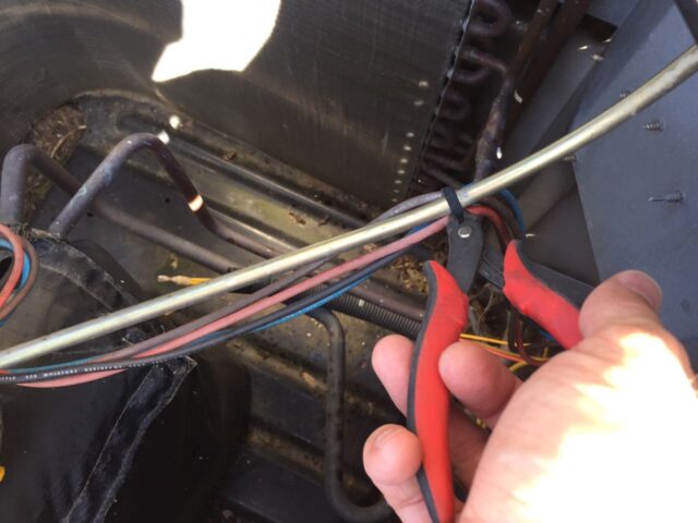 Clipping AC Condenser Motor Wiring Zip Ties