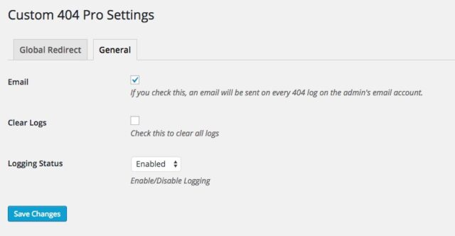 Custom 404 Pro Settings-Email Notifications