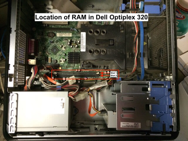 Dell 320 RAM Upgrade-Location of RAM on Motherboard