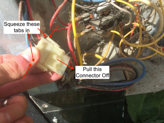 Disconnecting AC Condenser Motor Electrical Connector