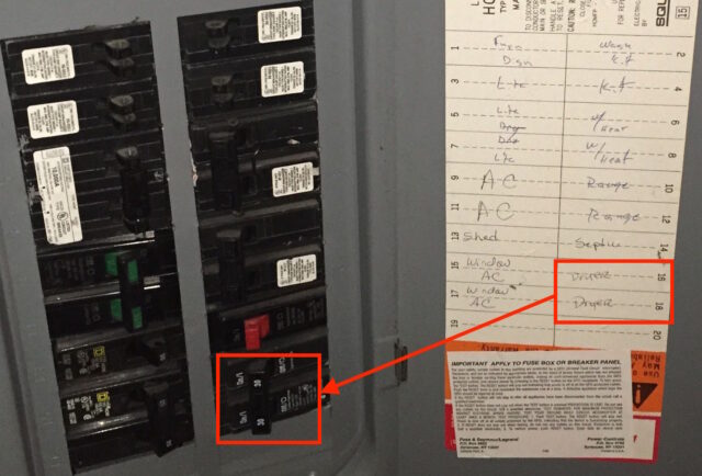 Dryer 60-Amp Circuit in Breaker Panel