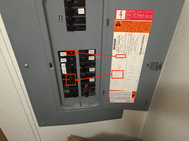 Electrical Panel Labeled for furnace and condenser