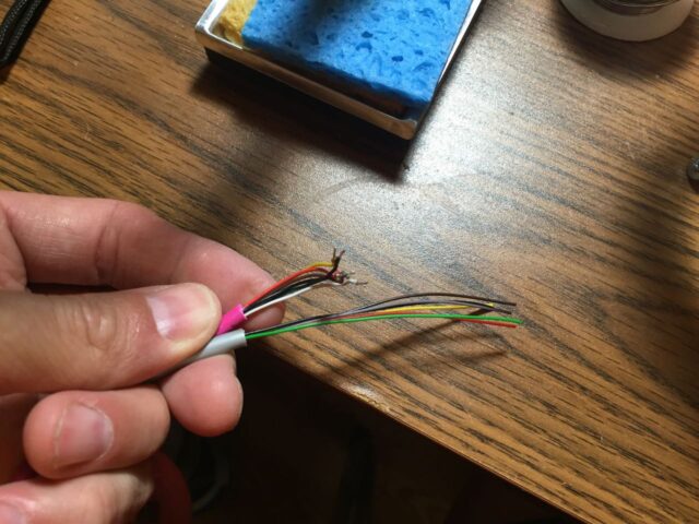 Ethernet cable with insulation stripped off