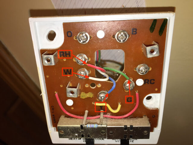 Wiring connections on Evcon Thermostat
