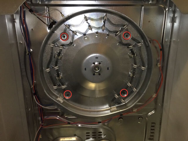 Heating element assembly screw locations