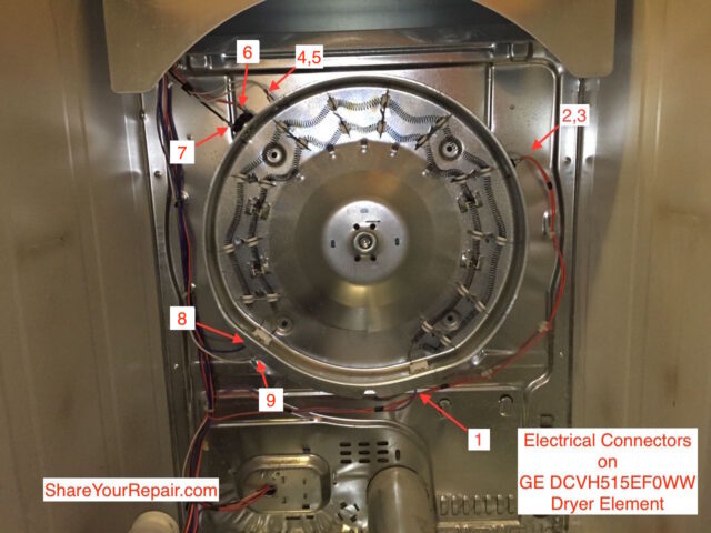 Location of electrical connectors on heating element assembly