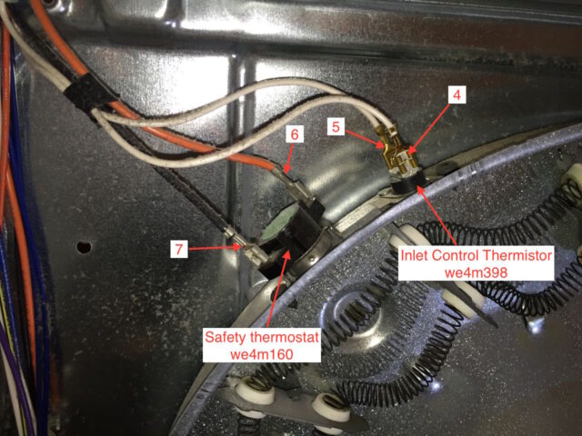 Inlet control thermistor and safety thermostat connectors