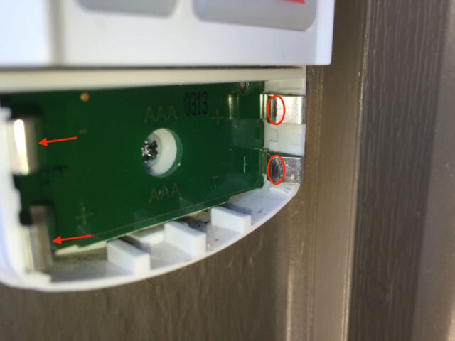 Diagram of battery contacts to check for corrosion