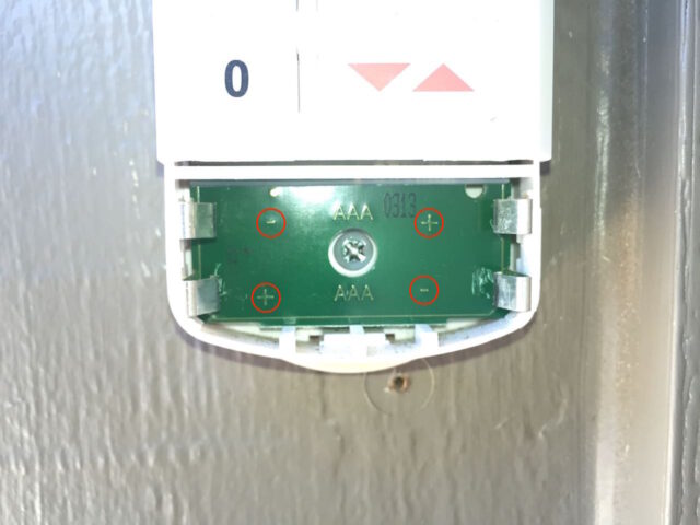 Battery polarity marked on the circuit board