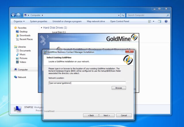GoldMine 6 Select Existing GoldMine on Network