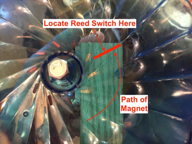 Diagram of where to locate the reed switch