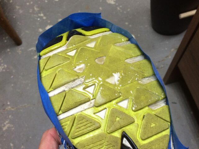 Goo Gone Applied to Glue on Shoe