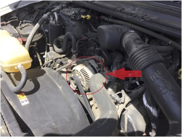 Easily visible alternator location