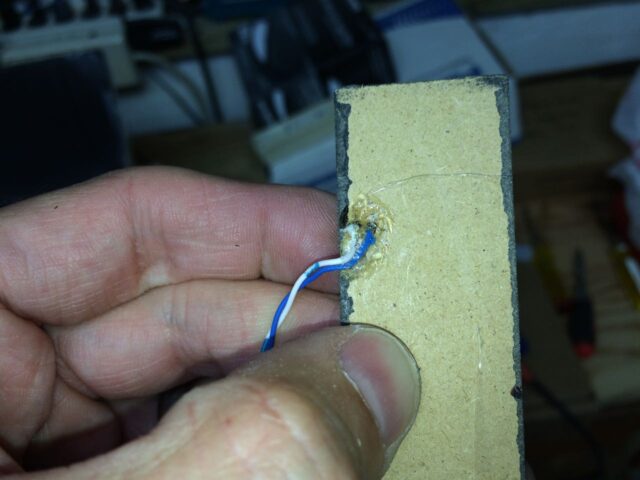 Hot Glueing the LED Wires in Place