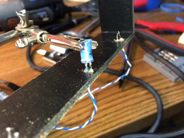 Soldering the LEDs to the wires