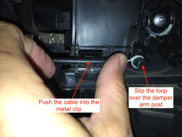 Directions for reinstalling the damper cable