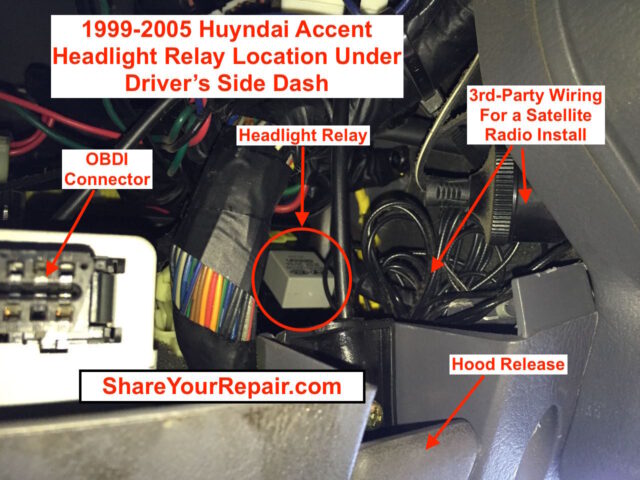 Location of Hyundai Accent Headlight Relay