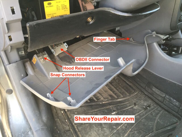 Hyundai Accent Lower Drivers Dash Panel Removed