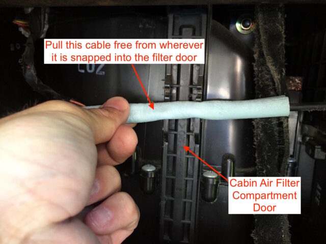 Diagram For Releasing Cable from filter door