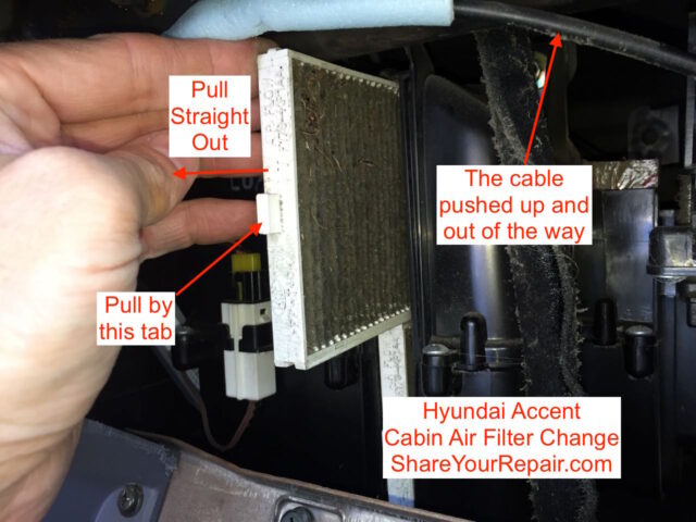 Diagram showing how to remove the top Cabin Air Filter