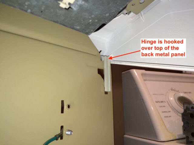 Kenmore 90 Series Washer Fills Slowly-Hinges Must Hook Onto Back-Annotated