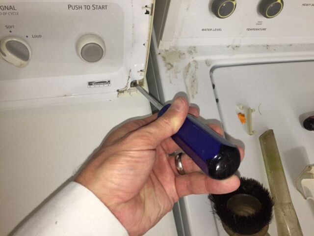 Kenmore Elite Dryer Reinstalling Left Control Panel Screw