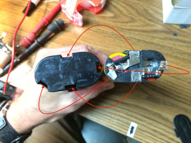 Makita 9.6 V NiCad Battery Refurbish-Battery Connector Alignment