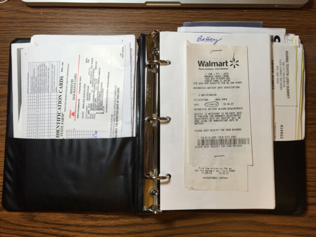 My 3-Ring Notebook Used to Organize my Auto Paperwork