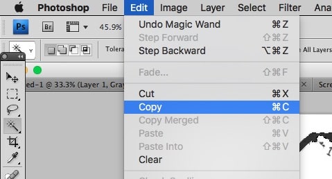 Photoshop-Edit-Copy Menu Item