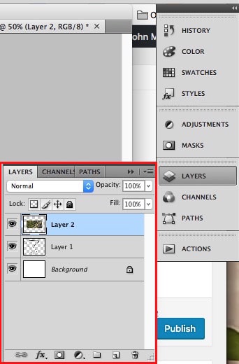 Click LAYERS to display the Layer Menu