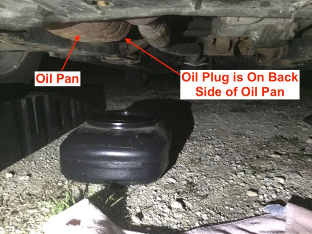 Position the pan under the oil plug