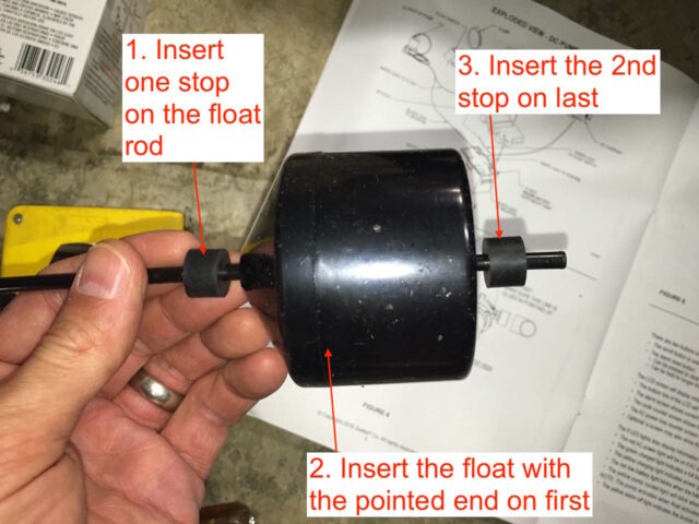 Install the float on the float switch rod
