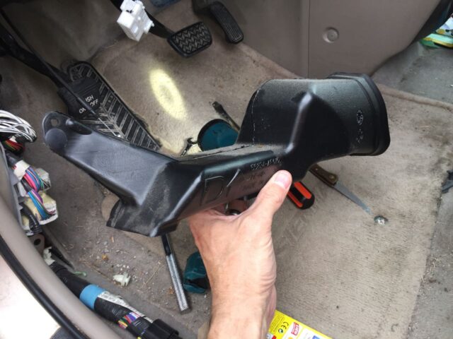 Lower driver's side dash ductwork removed