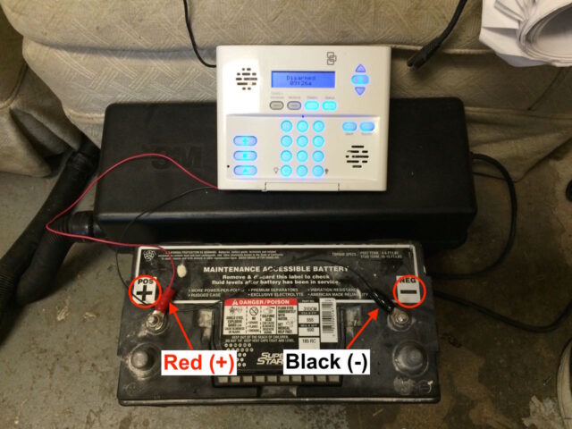 Simon XT Alarm Connected to 12 Volt Battery