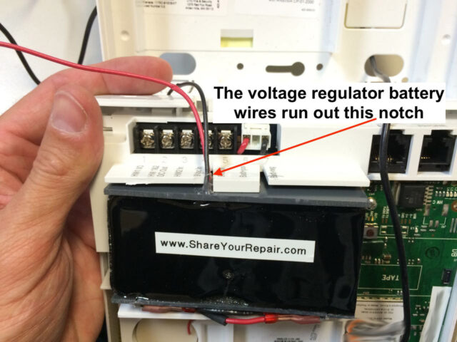 Simon XT Voltage Regulator Battery Wire Path